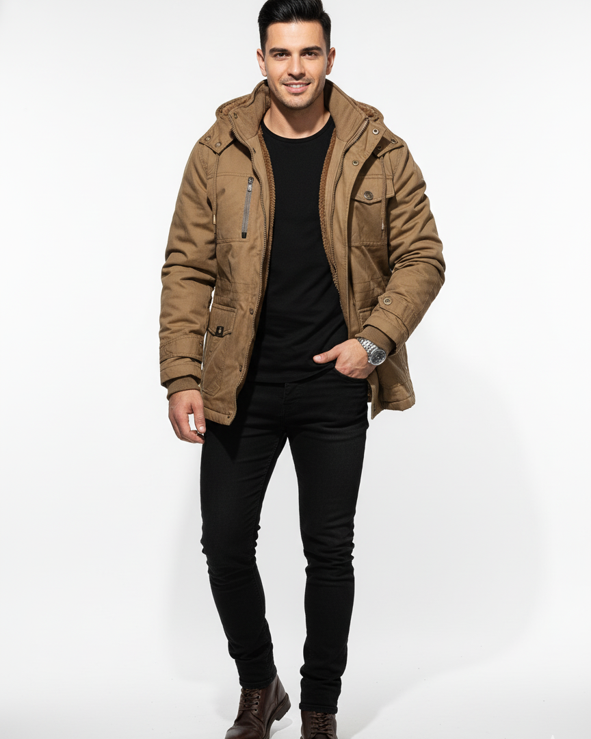 Chaqueta de Invierno con Forro Cálido y Capucha Desmontable