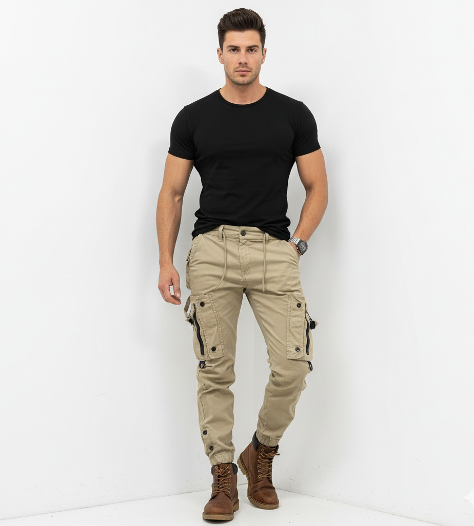 Pantalón Cargo - Libertad Urbana Hombre | Bolsillos, Tejido Elástico y Confort Extremo