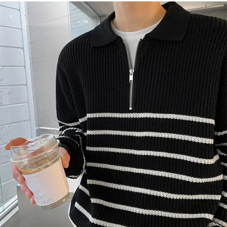 Suéter de Media Cremallera en Tejido de Punto