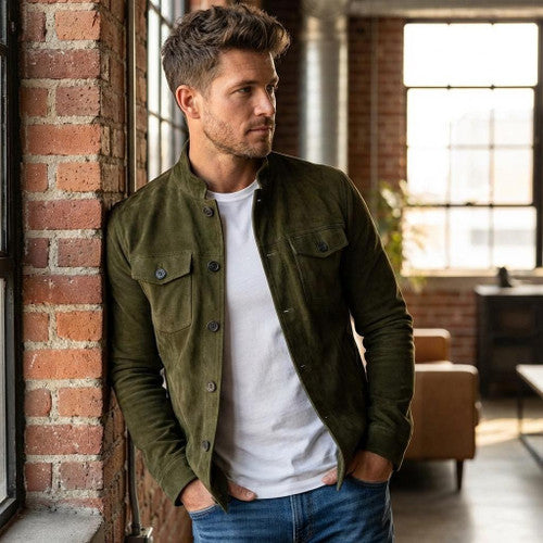 Chaqueta de Cuero Suede – Estilo Vintage Premium